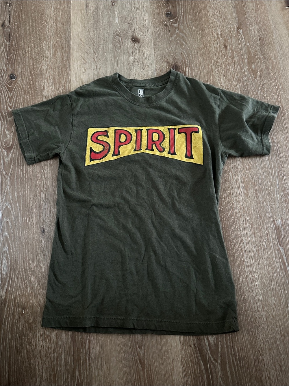 Spirit Kids Short Sleeve Tee - Olive Green with Yellow & Red Logo